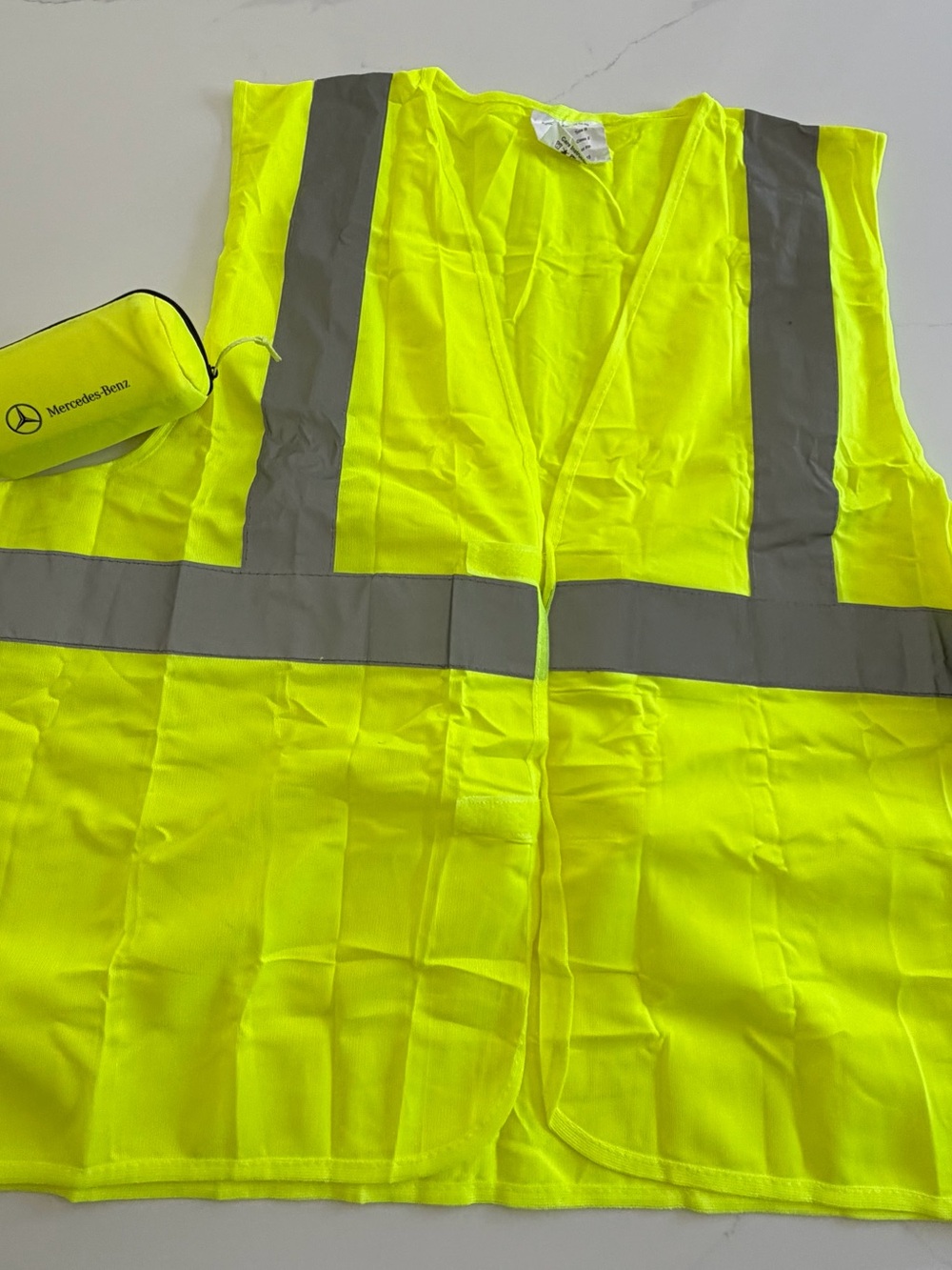 High-Visibility Safety Vest in Neon Yellow with Reflective Stripes Set of 2